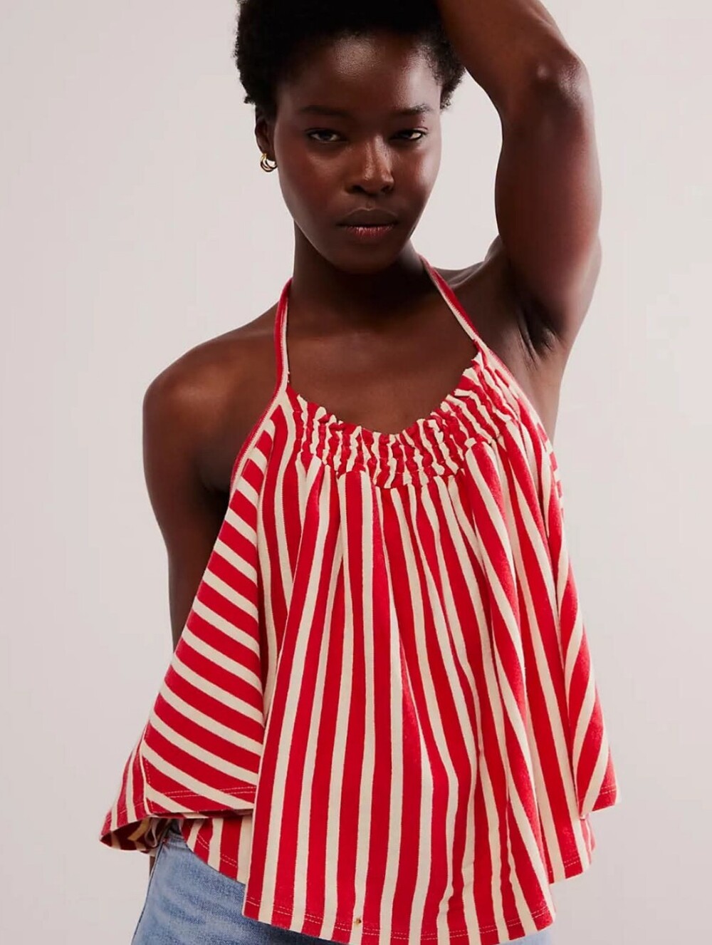 Free People Sz Med Red And White Stripe Top We The Free